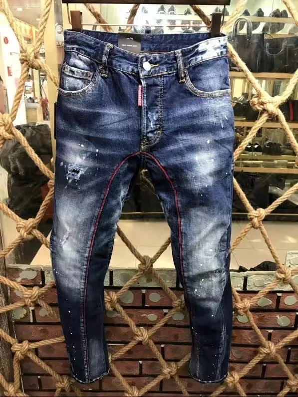 Xituodai 2022 Fashion Trend Dsquared2 Washed And Worn Paint Dots Men's Jeans *A177