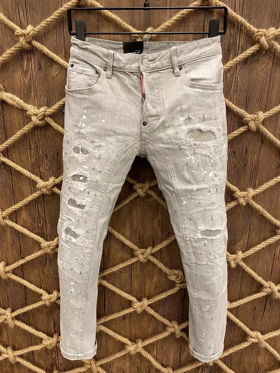 Xituodai 2022 Fashion Trend Dsquared2 Washed, Worn, Holes, Paint Spots Men's Jeans *A229